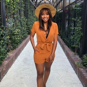 Orange Utility Romper
